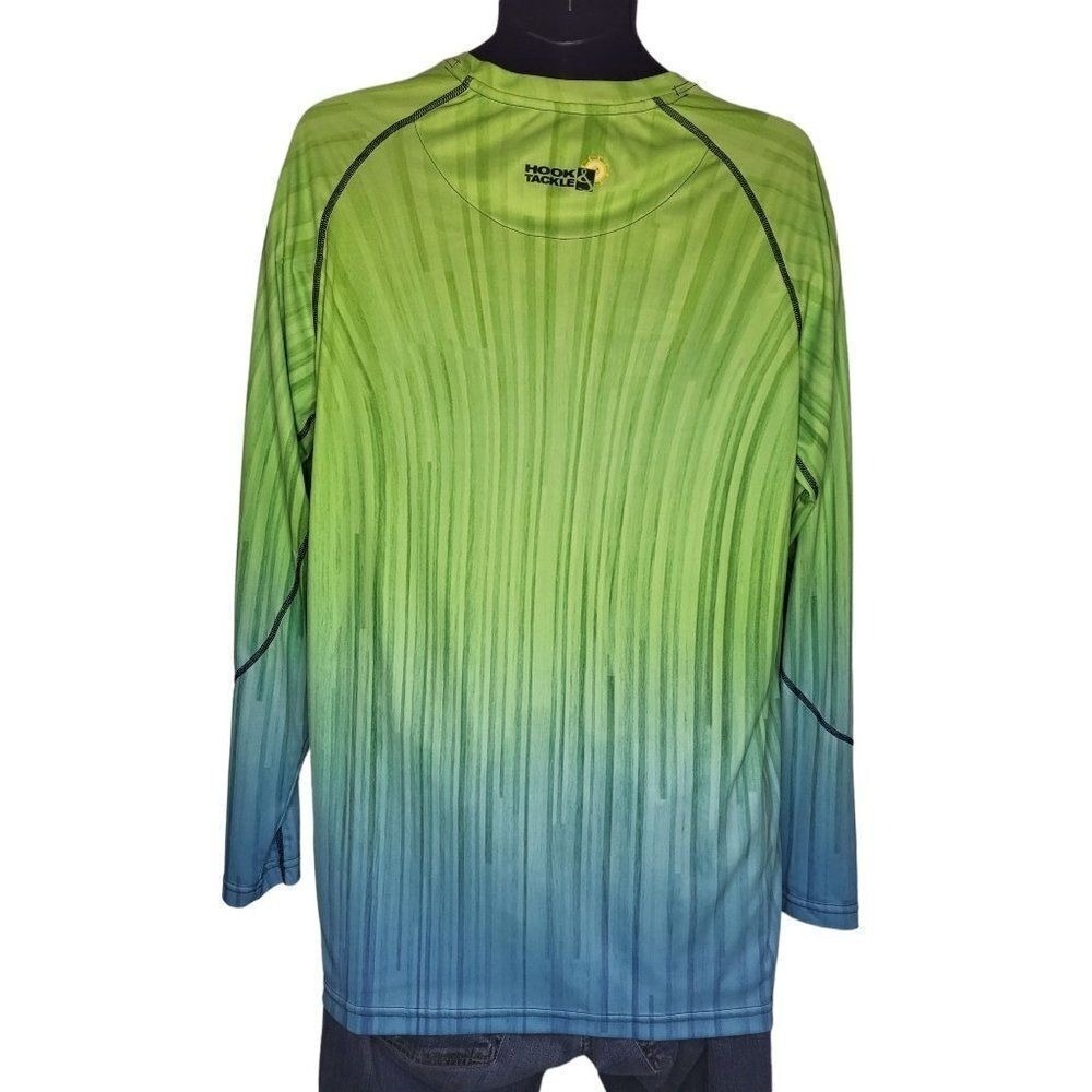 Hook & Tackle Fishing Shirt Mens Large Long Sleeve UV Sun Protection Multicolor - Picture 2 of 6